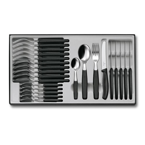 Victorinox 24 Piece Steak Knife Table Cutlery Set Black 24pc Made in Switzerland 