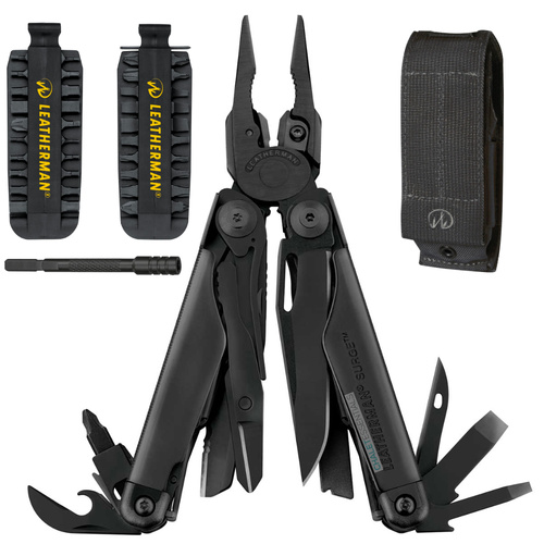 Leatherman SURGE BLACK Multi-Tool & Molle Sheath + 42 Bit Kit + Bit Extender