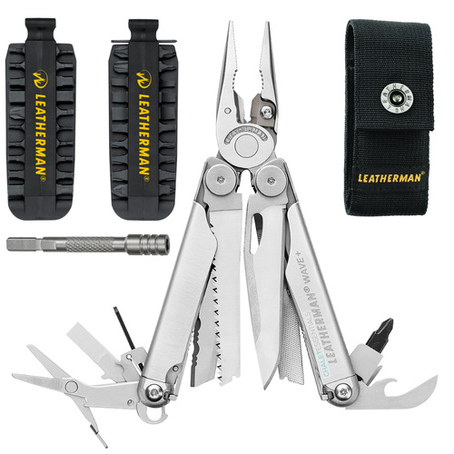 Leatherman WAVE + PLUS Multi-Tool & Nylon Sheath + 42 Bit Kit + Bit Extender 