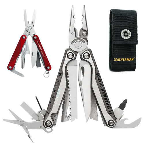Leatherman CHARGE TTI + PLUS Titanium Multi-Tool & Nylon Sheath & Squirt Red