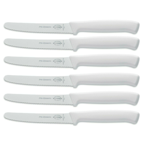 F DICK FDICK x 6 Micro Serrated Utility Steak Knives Knife Tomato WHITE 11cm