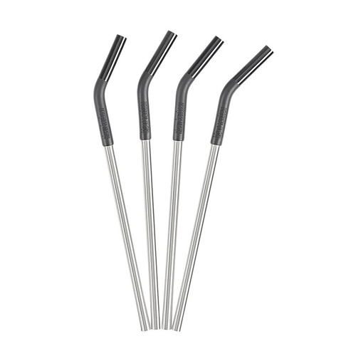 Klean Kanteen 4 Pack Steel Straw Set Black , Pints & Tumblers , Silicone Tip 
