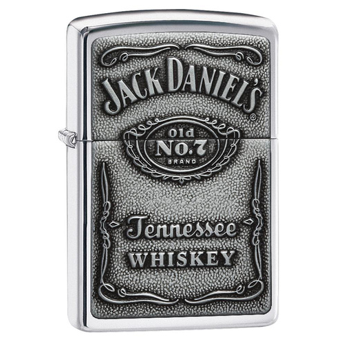 Zippo Jack Daniel's Label Pewter Chip Lighter - High Polished Chrome