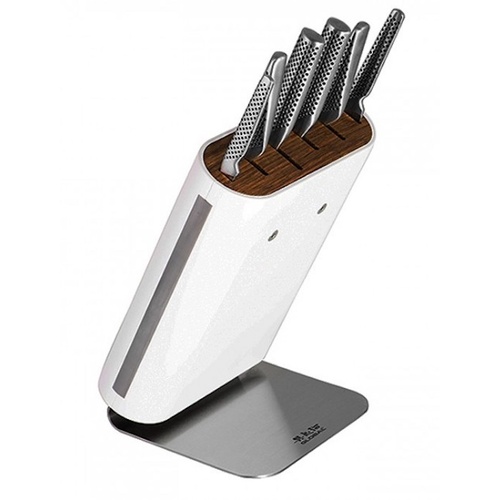 New GLOBAL HIRO WHITE 7pc Knife Block Set Japanese Knives 7 Piece