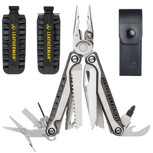Leatherman CHARGE TTI + PLUS Titanium Multi-Tool & Leather Sheath & Bit Kit