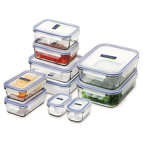 Glasslock Tempered Glass Microwave Safe Container Set W/ Lid Oven 10pc
