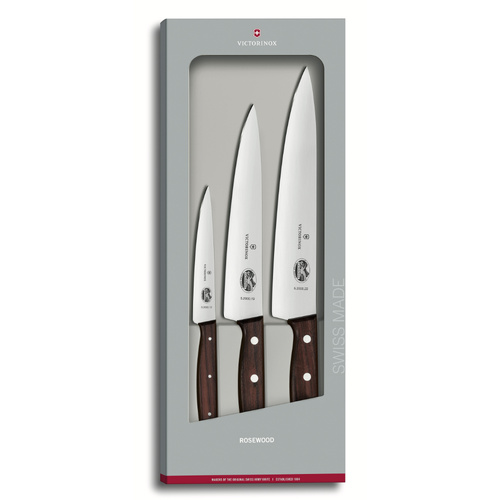 Victorinox 3 Piece Rosewood Carving Kitchen Knife Set 5.1050.3 Gift Box 3pc