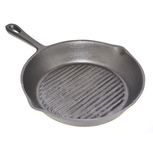 Trenton Cast Iron Ribbed Skillet Frying Pan W/ Handle 20cm - Grill Pan Griddle 