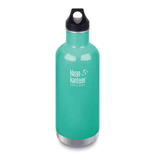KLEAN KANTEEN CLASSIC INSULATED 32OZ 946ML SEA CREST AQUA BPA FREE WATER BOTTLE 