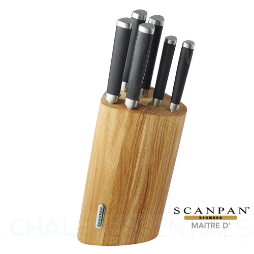 New SCANPAN MAITRE D 7pc Oak Knife Block Set 18531 FREE POSTAGE 7 Piece 