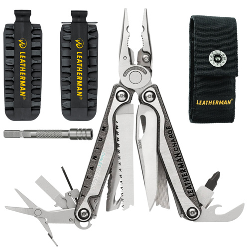 Leatherman CHARGE TTI + PLUS Multi-Tool & Leather Sheath & Bit Kit & Extender