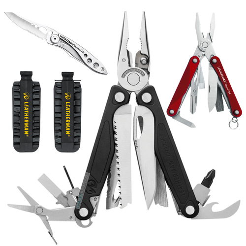 Leatherman CHARGE + PLUS Multi-Tool & Sheath & Bit Kit & Red PS4 & Skeletool KBX