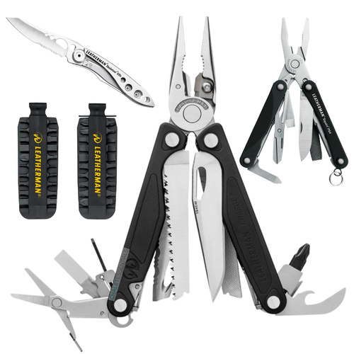 Leatherman CHARGE + PLUS Multi-Tool & Sheath & Bit Kit & Black PS4 & Skeletool KBX
