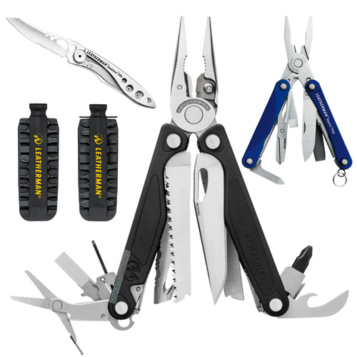 Leatherman CHARGE + PLUS Multi-Tool & Sheath & Bit Kit & Blue PS4 & Skeletool KBX