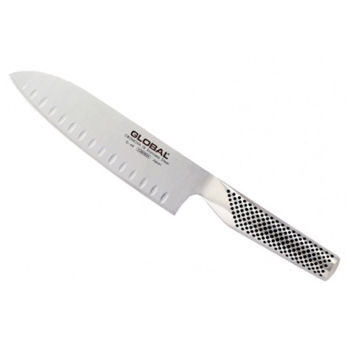 GLOBAL G-80 EX G48 SANTOKU FLUTED BLADE COOKS KNIFE 18CM CROMOVA STAINLESS STEEL MADE IN JAPAN 