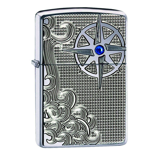 Zippo Luxury Waves Genuine Armor Case Chrome Finish Pocket Lighter Windproof