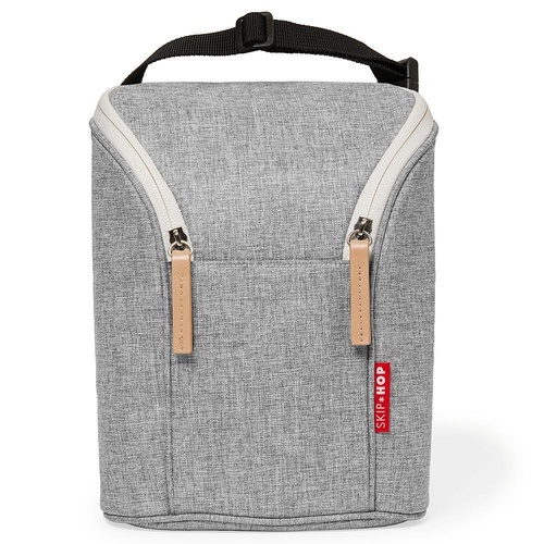 SKIP HOP GRAB & GO DOUBLE BOTTLE BAG WARMER - GREY MELANGE