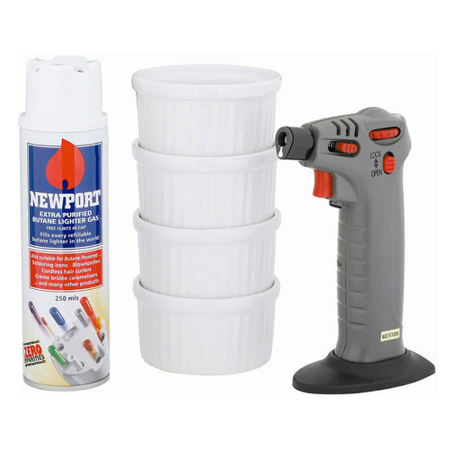 Avanti  Creme Brulee Set  , Chef Torch , Butane Gas + 4 Ramekins