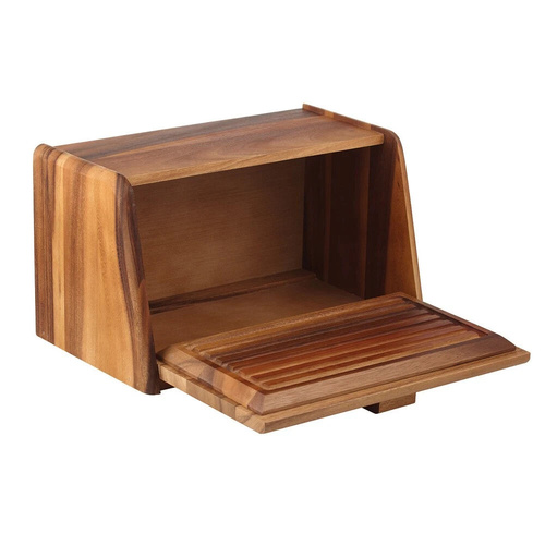 Davis & Waddell Acacia Wood Bread Box with Bread Board Lid