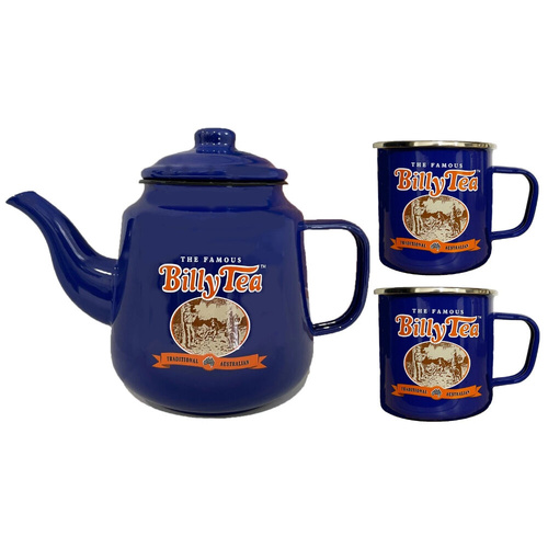 Rojo Billy Enamel Teapot 1.4L & Billy Enamel 450ml Mug Set of 2