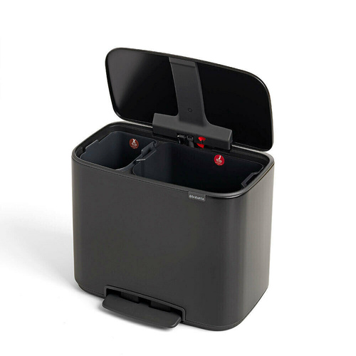 Brabantia Bo Pedal Rubbish Garbage Bin 11 / 23 Litre , 54cm , Matt Black