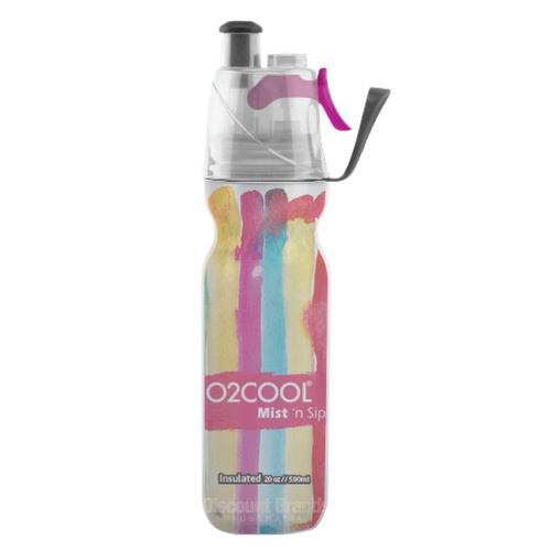 NEW 02 COOL MIST 'N SIP 20OZ 590ML WATER DRINK BOTTLE WATERCOLOUR 02COOL O2COOL