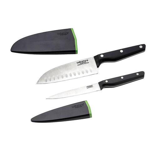 WILTSHIRE STAYSHARP TRIPE RIVET 2PC SANTOKU UTILITY DUO KNIFE SET 41437
