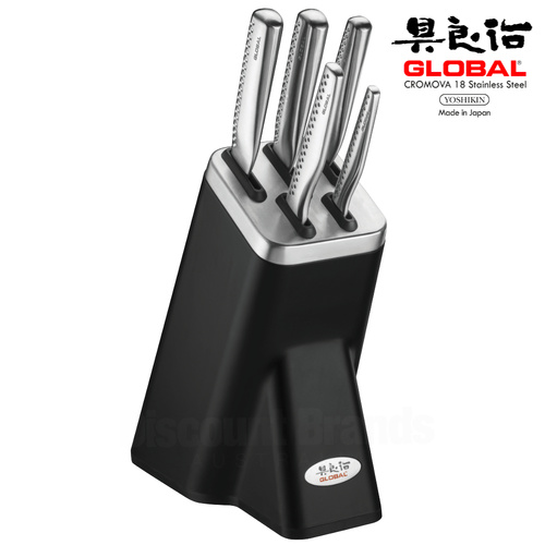 NEW GLOBAL NI 6pc Kitchen Knife Block Japanese Knives 6 Piece 79846 
