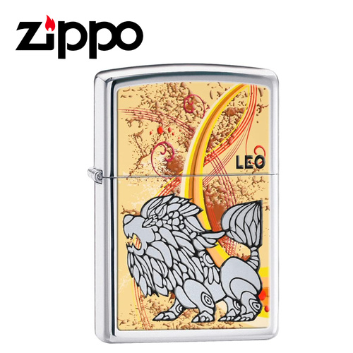 NEW ZIPPO HIGH POLISH CHROME ZODIAC LIGHTER - LEO