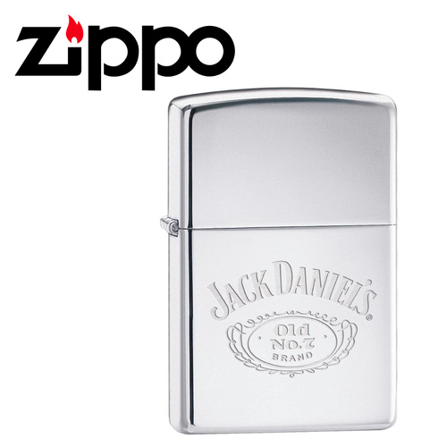 NEW ZIPPO HIGH POLISH CHROME JACK DANIEL LOGO LIGHTER