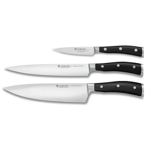 Wusthof Classic Ikon 3 Piece Knife Set , Black