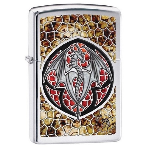 NEW ZIPPO ANN STOKES HIGH POLISH CHROME DRAGON FUSION LIGHTER