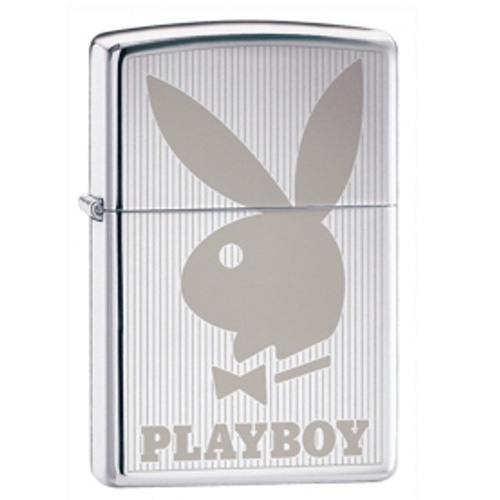 NEW ZIPPO HIGH POLISH CHROME PLAYBOY VERTICAL LIGHTER