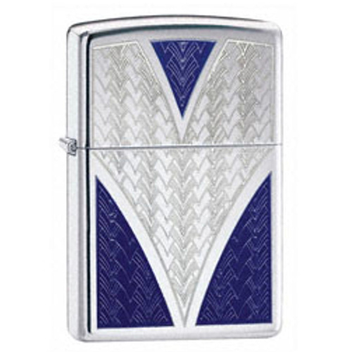 NEW ZIPPO HIGH POLISH CHROME DEEP V BLUE LIGHTER