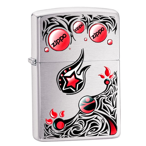 NEW ZIPPO BRUSHED CHROME STARS & PLANETS LIGHTER