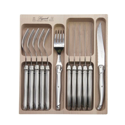 NEW LAGUIOLE BY ANDRE VERDIER DEBUTANT CUTLERY SET MIRROR 12PC , STAINLESS STEEL