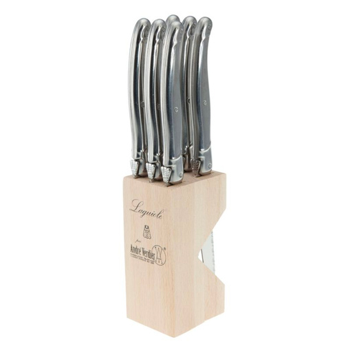 NEW LAGUIOLE BY ANDRE VERDIER DEBUTANT SERRATED KNIVES KNIFE MIRROR 6PC , STAINLESS STEEL