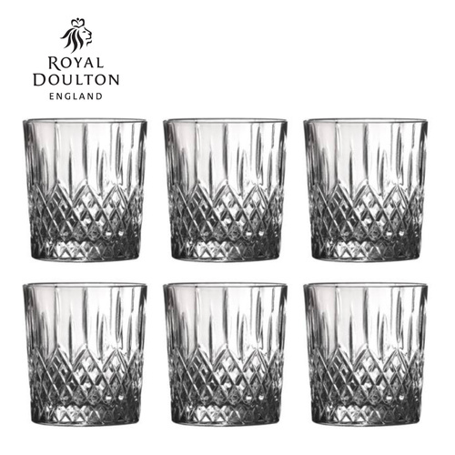 NEW ROYAL DOULTON EARLSWOOD CRYSTALLINE WHISKEY TUMBLER 275ML SET OF 6