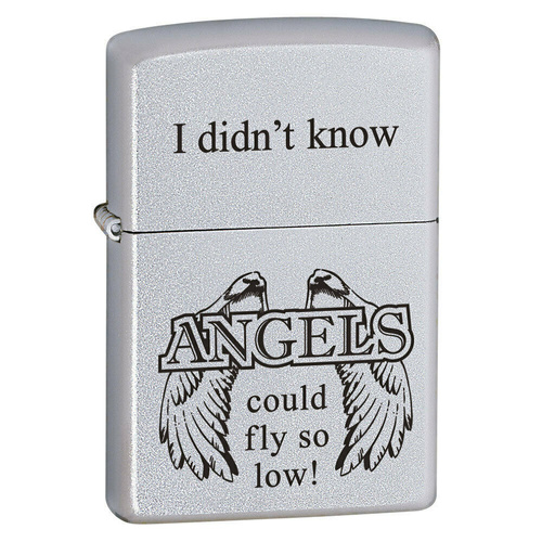 ZIPPO I DIDN'T KNOW ANGELS SATIN CHROME FINISH CIGAR CIGARETTE LIGHTER