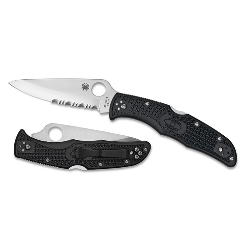Spyderco Endura 4 Lightweight Combo Blade Folding Knife Black , YSC10PSBK