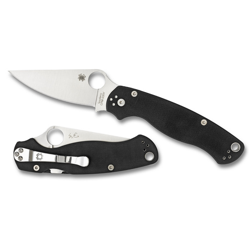 Spyderco Para Military 2 G-10 Black - Plain Blade Folding Knife YSC81GP2 