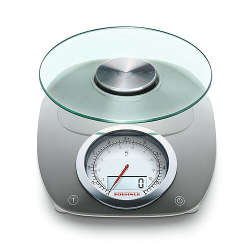 Soehnle Vintage Style LED Digital Kitchen Scale Grey , 5kg Capacity 66231