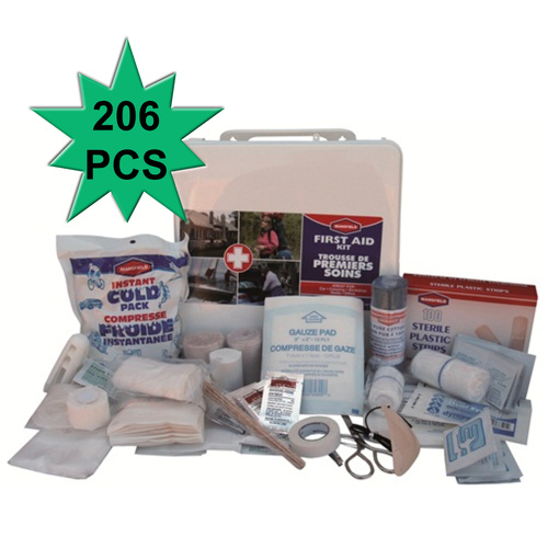 206PC EMERGENCY FIRST AID KIT WATER TIGHT PLASTIC CASE MEDICAL TRAVEL SET WORKPLACE FAMILY SAFETY