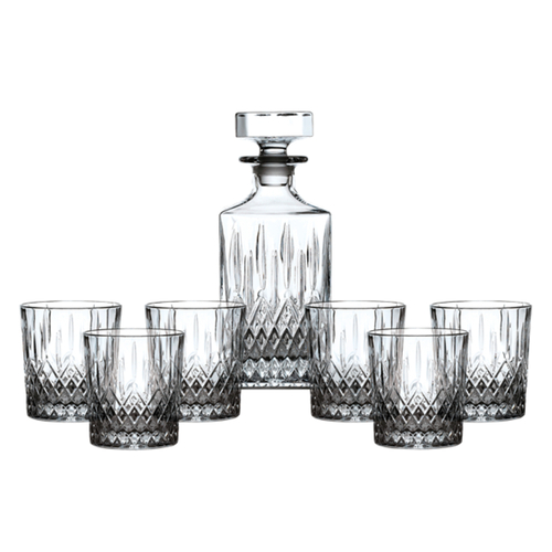Royal Doulton Seasons Crystalline Whiskey Decanter Set , Decanter + 6 Tumblers