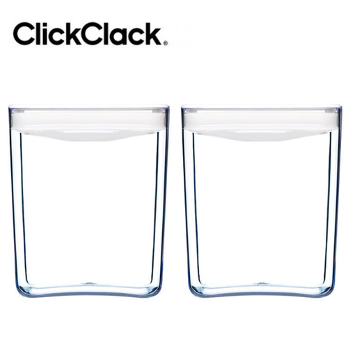 2 X CLICKCLACK 2.8L PANTRY CUBE CONTAINER W/ LID WHITE 2800ML AIR TIGHT