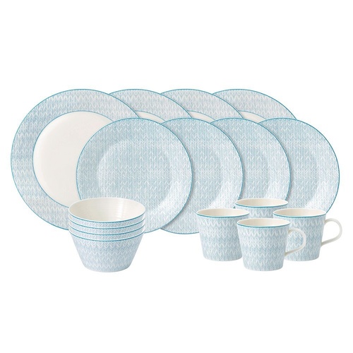 NEW ROYAL DOULTON PASTELS 16PC DINNER SET OF 16 , BLUE