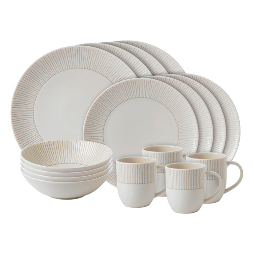 Royal Doulton ED Ellen DeGeneres 16pc Dinner Set of 16 , Taupe Stripe