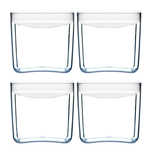 4 X CLICKCLACK 1.9L PANTRY CUBE CONTAINER W/ LID WHITE 1900ML AIR TIGHT