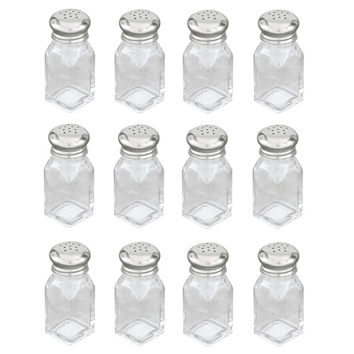 12 x Glass Salt and Pepper Shakers Square 60ml