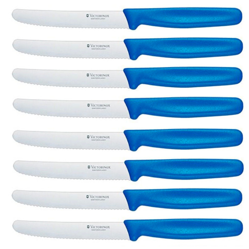Victorinox Steak and Tomato Knife 11cm Wavy Edge - Set of 8 - Blue  5.0832